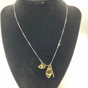 16" Two Tone Crystal Evil Eye Amulet Necklace